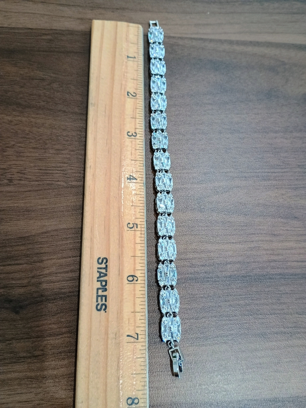 Classic Silver-Tone Crystal Tennis Bracelet - Sparkling Clear Stones - Picture 3 of 4